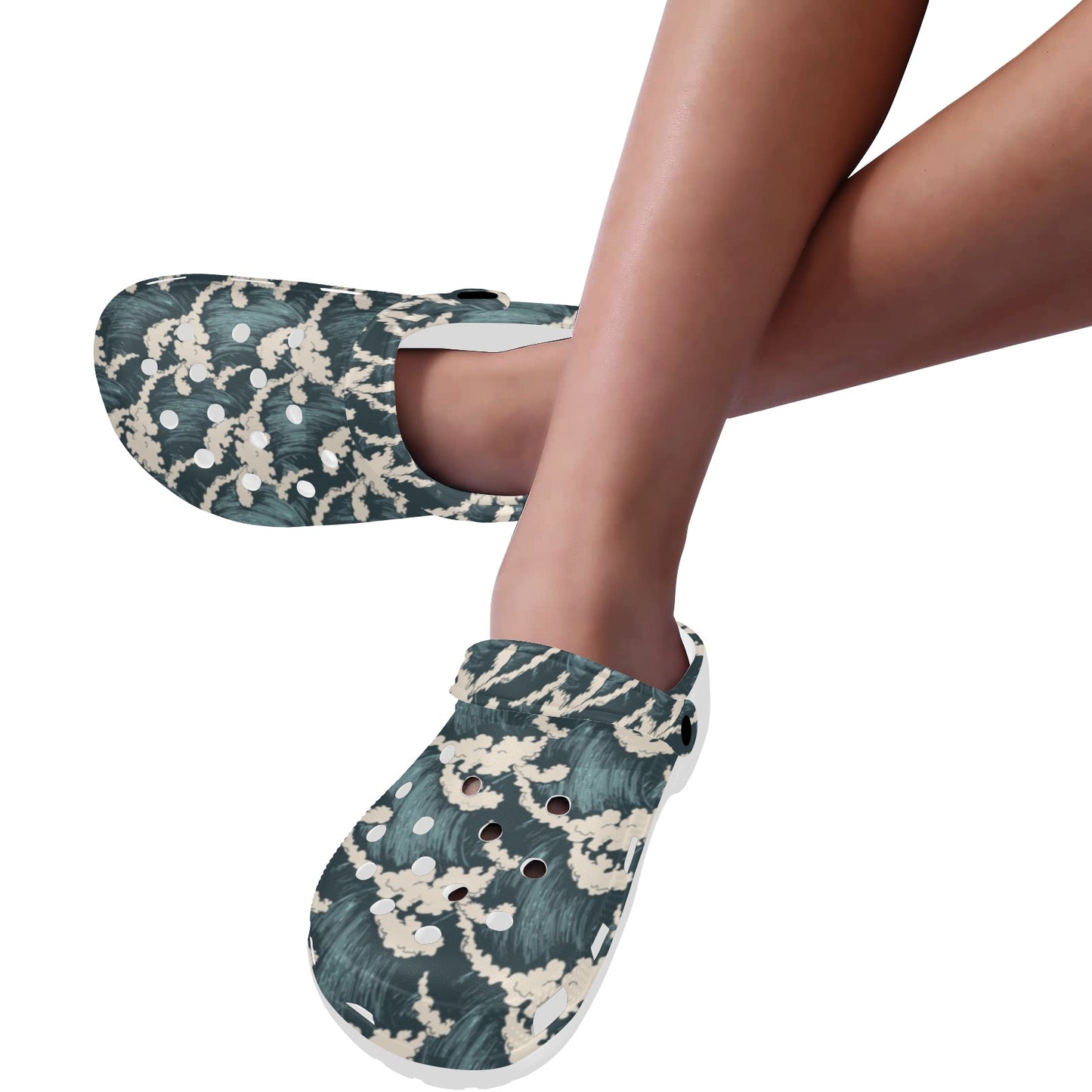 Wave Art Print Unisex Clogs Shoes