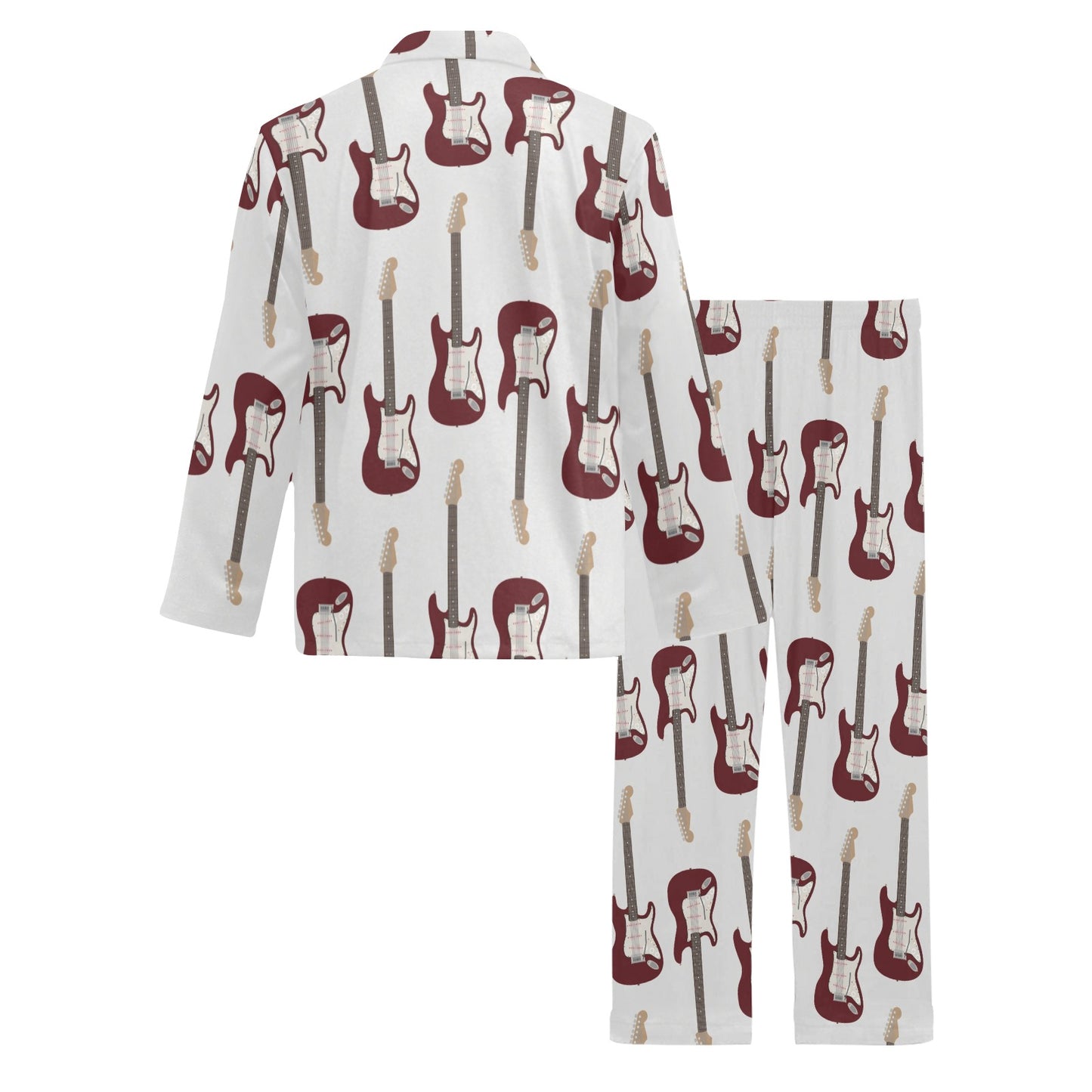 Bass Guitar Pattern Print Design 03 Men's Long Pajama Set