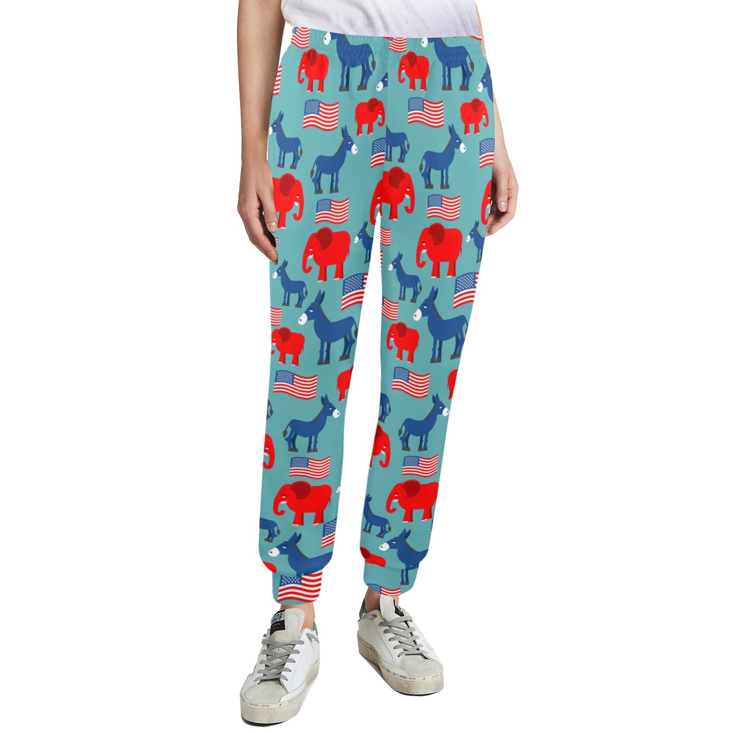 Donkey Red Elephant Pattern Print Design 03 Women's Casual Track Pants