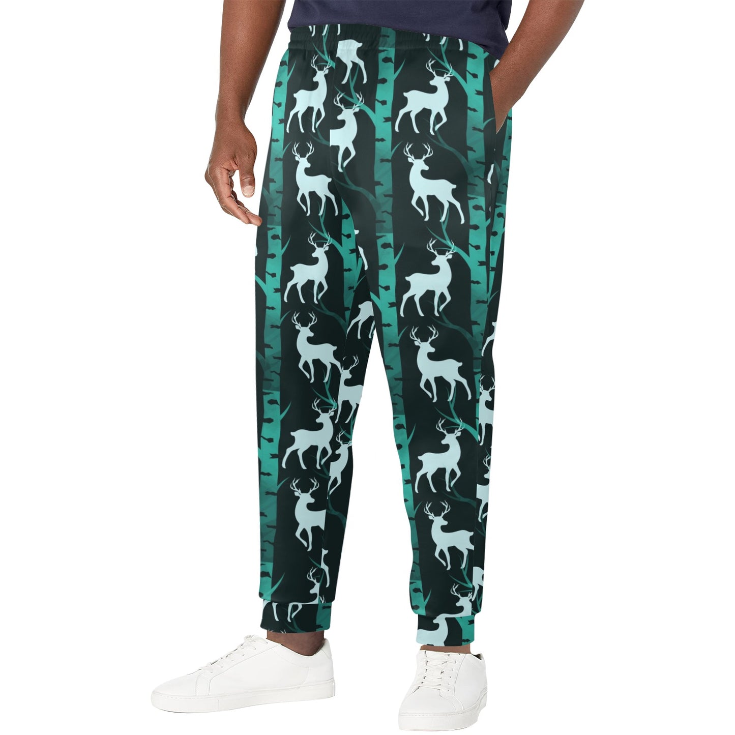 Deer Jungle Print Pattern Men's Casual Track Pants
