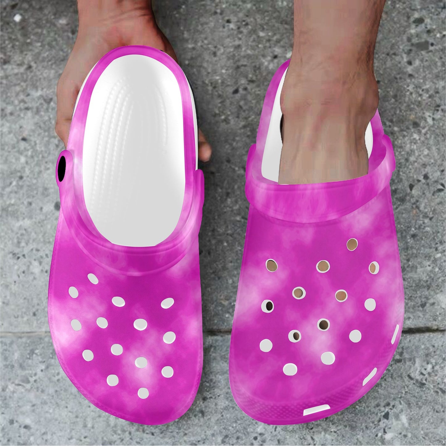 Tie Dye Pink Design Print Unisex Clogs Shoes