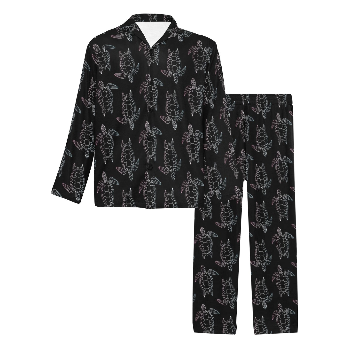 Sea Turtle Print Design LKS3012 Men's Long Pajama Set