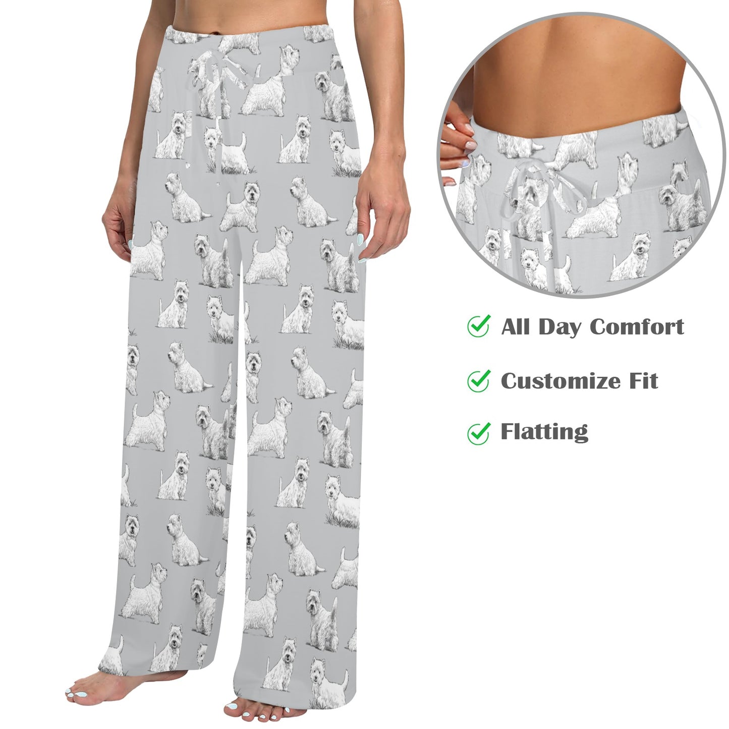 Scottish Terriers Print Design LKS3011 Women's Wide Leg Lounge Pants