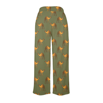Camel Design Print Pattern JJ028 Women's Wide Leg Lounge Pants