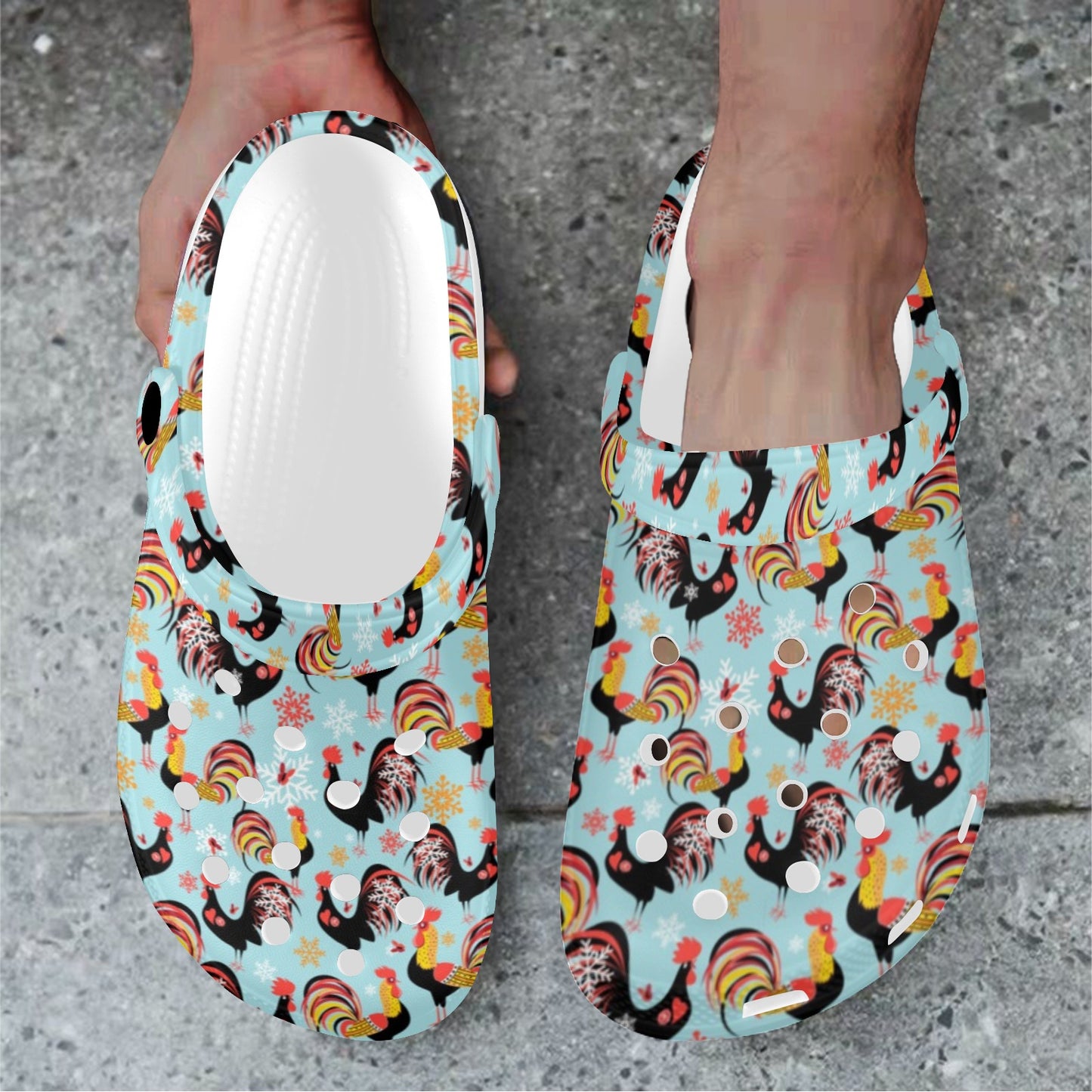 Rooster Themed Design Unisex Clogs Shoes