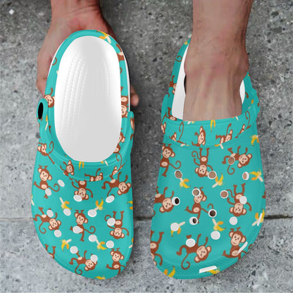 Monkey Banana Design Themed Print Unisex Clogs Shoes