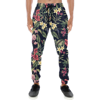 Tropical Flower Pattern Men's Sweatpants