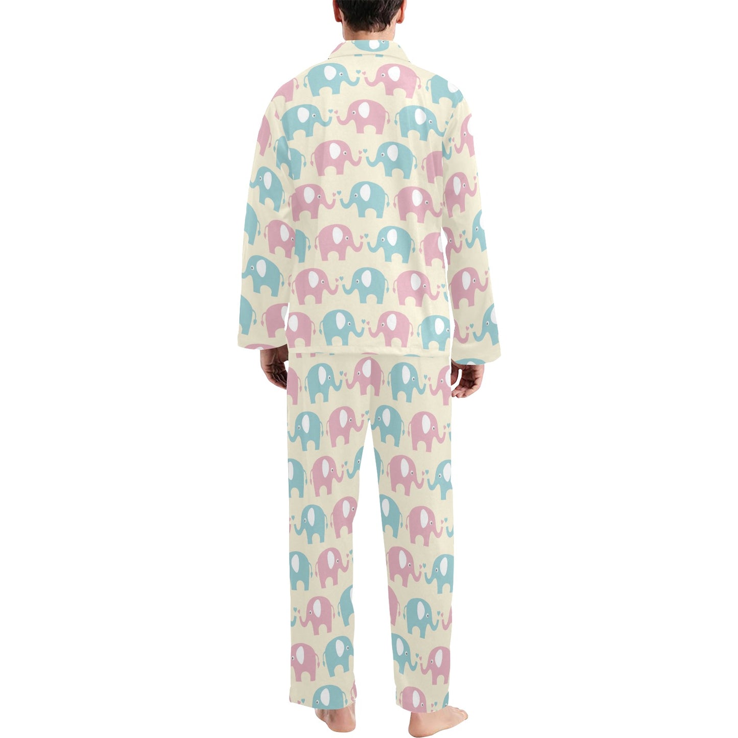 Elephant Baby Pastel Print Pattern Men's Long Pajama Set