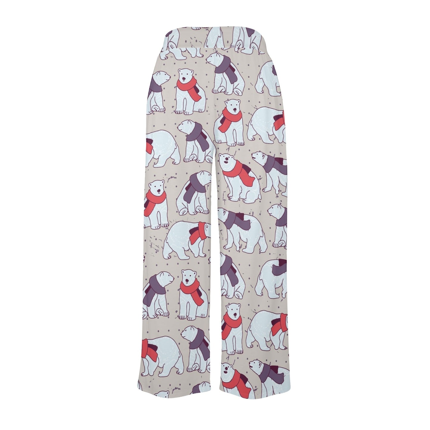 Polar Bear Pattern Print Design PB04 Women's Wide Leg Lounge Pants