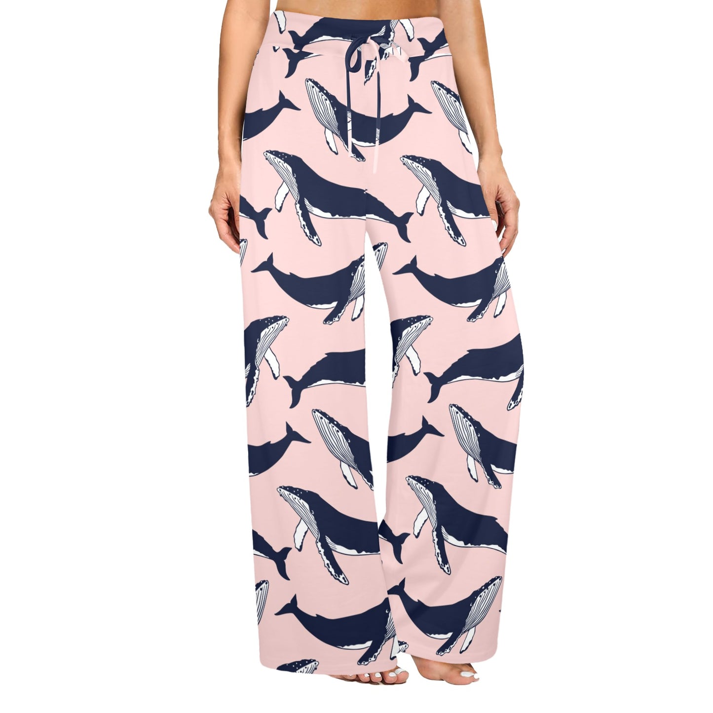 Humpback Whale Pattern Print Design 02 Women's Wide Leg Lounge Pants