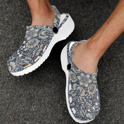 Elegant Floral Print Pattern Unisex Clogs Shoes