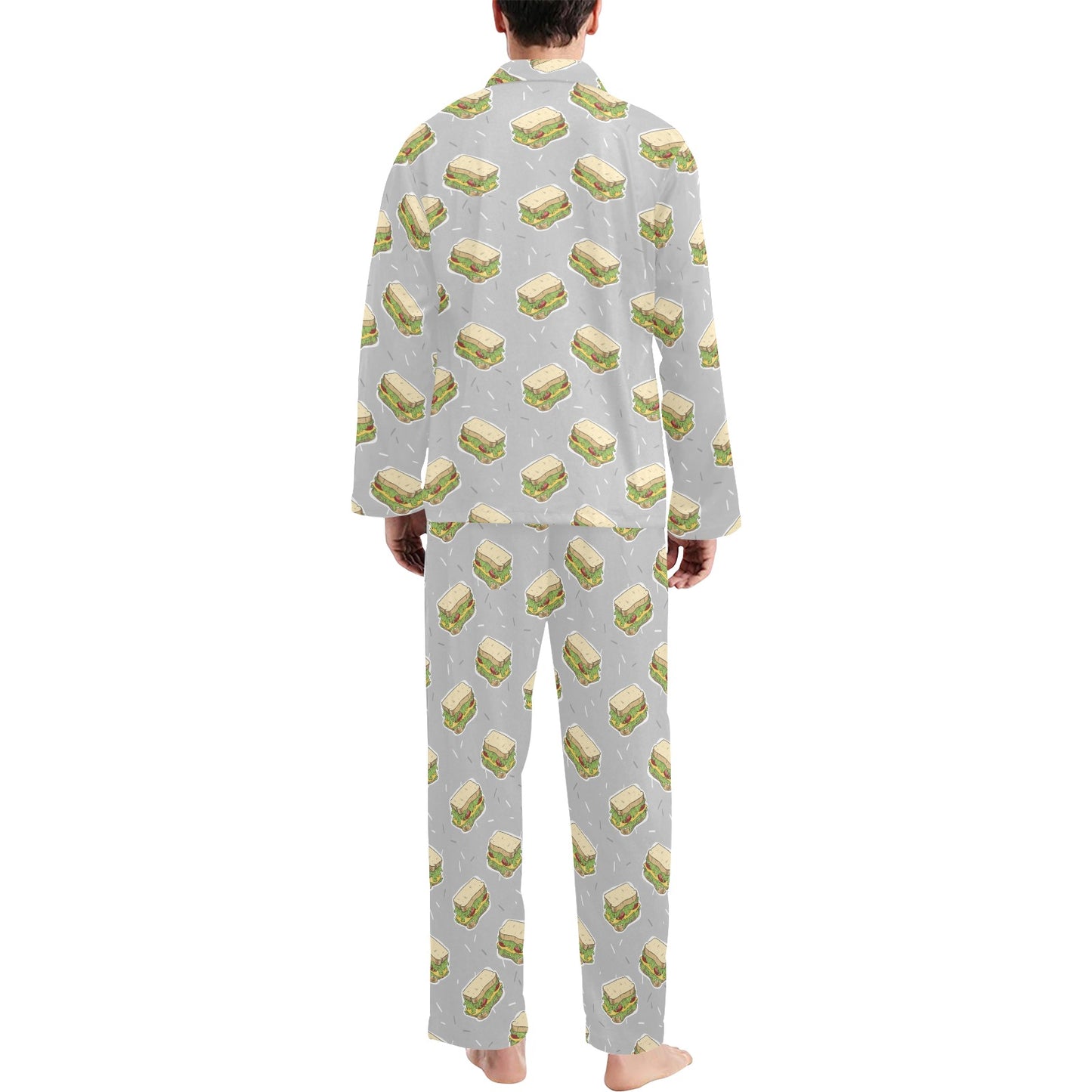 Sandwich Print Design LKS304 Men's Long Pajama Set
