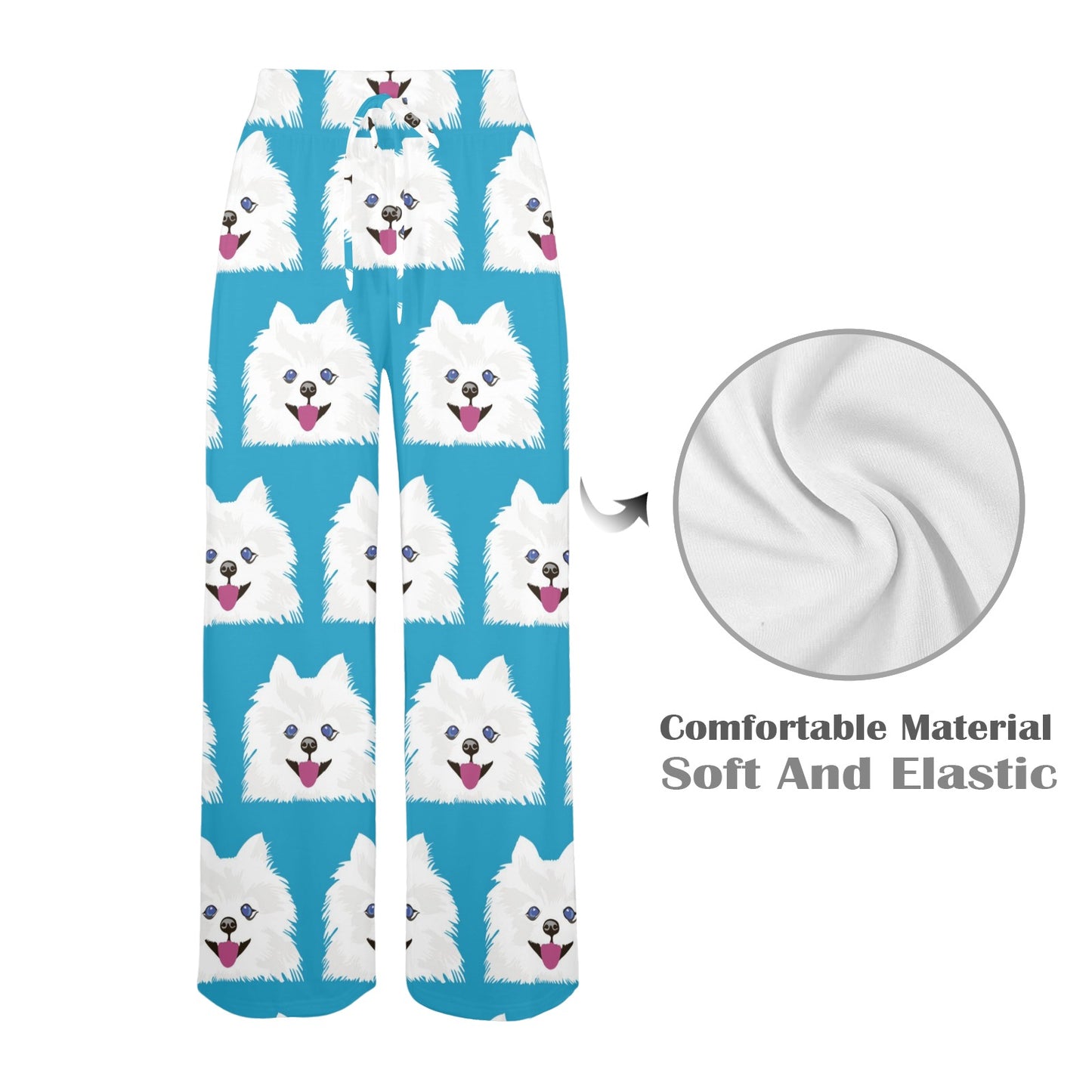 Pomeranians Pattern Print Design A05 Women's Wide Leg Lounge Pants