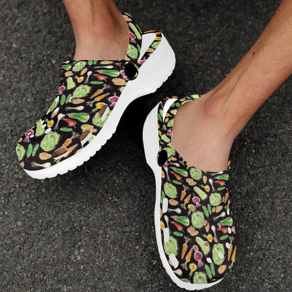 Vegan Draw Themed Design Print Unisex Clogs Shoes