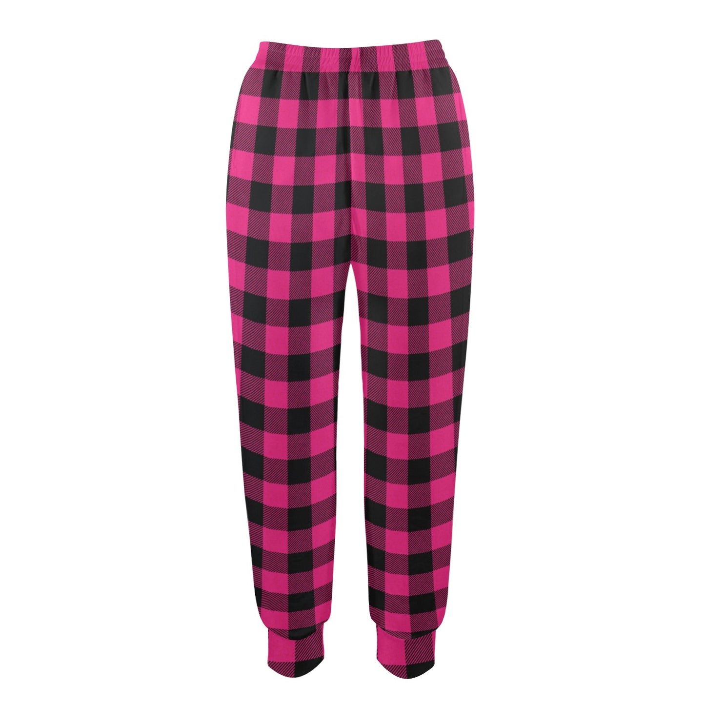 Pink Tartan Plaid Pattern Women's Casual Track Pants