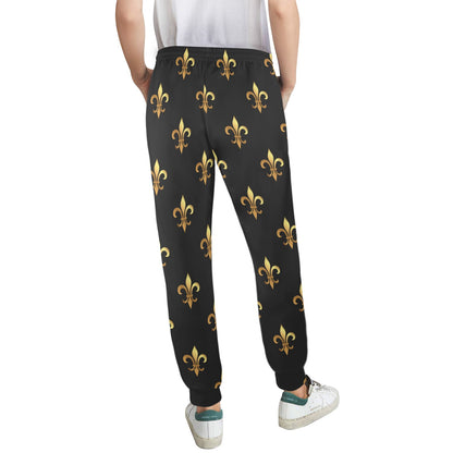 Fleur De Lis Gold Pattern Print Design 03 Women's Casual Track Pants