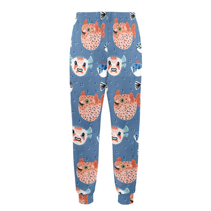 Fugu Pattern Print Design 02 Men's Casual Track Pants