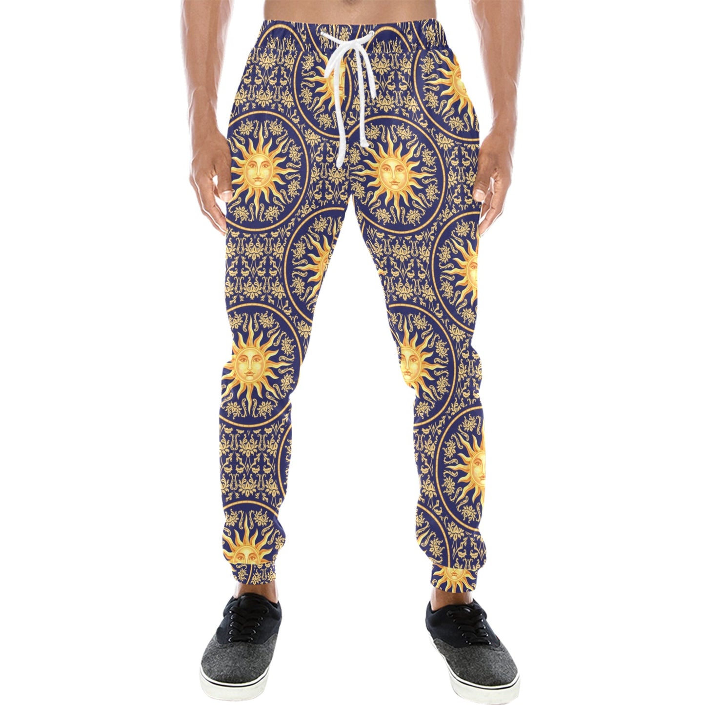 Celestial Gold Sun Face Men's Sweatpants