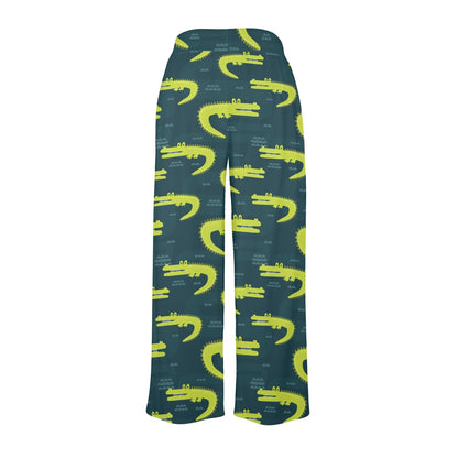 Alligator Pattern Print Design 03 Women's Wide Leg Lounge Pants