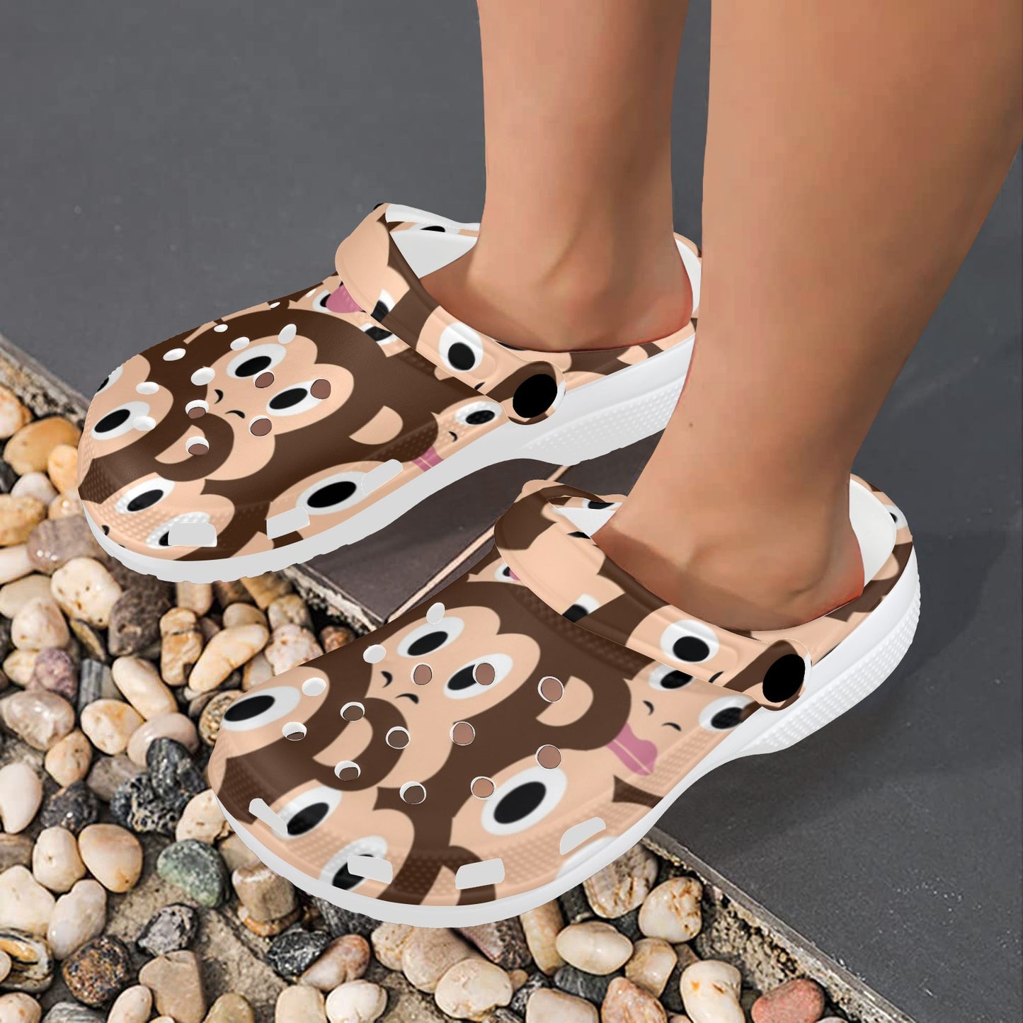 Emoji Monkey Print Pattern Unisex Clogs Shoes