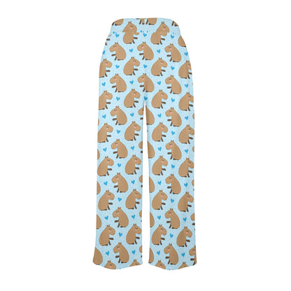 Capybara Pattern Print Design 01 Women's Wide Leg Lounge Pants