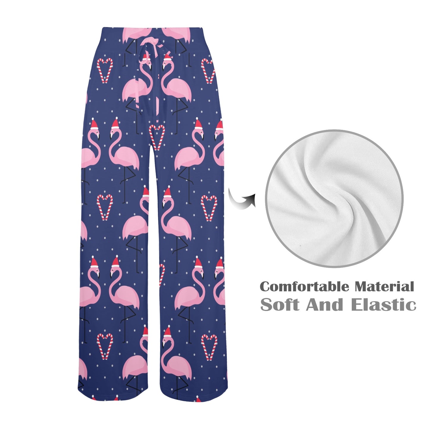 Flamingo Christmas Women's Wide Leg Lounge Pants