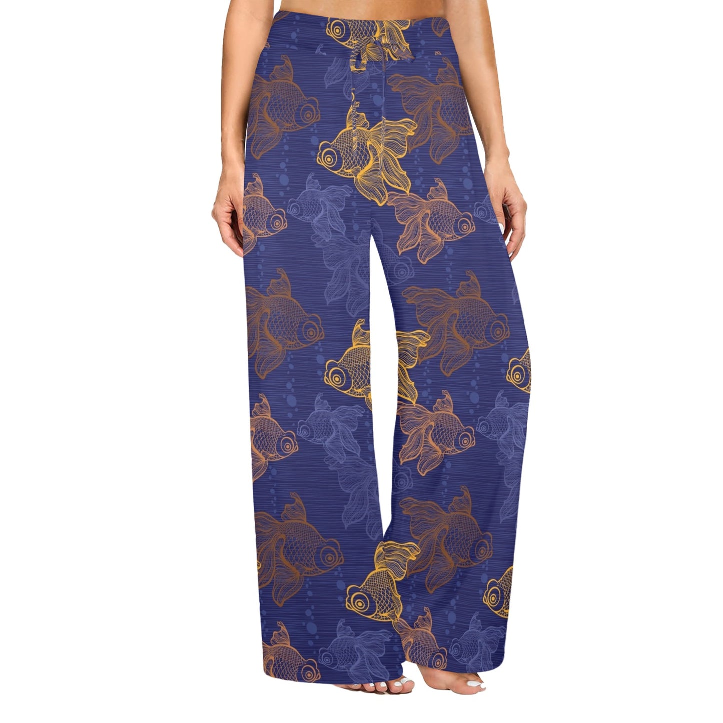 Goldfish Pattern Print Design 01 Women's Wide Leg Lounge Pants
