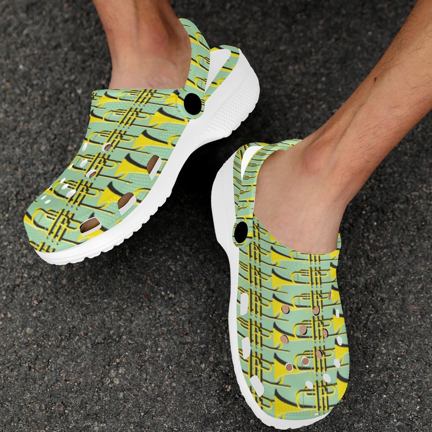 Trumpet Vintage Design Print Unisex Clogs Shoes
