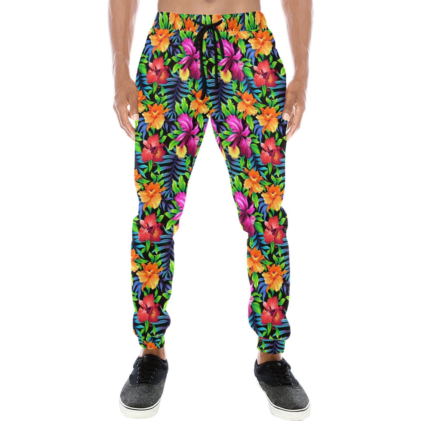 Tropical Folower Colorful Print Men's Sweatpants