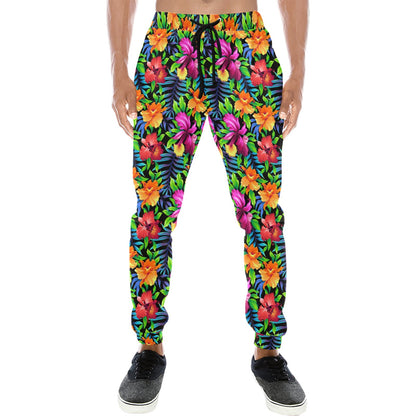 Tropical Folower Colorful Print Men's Sweatpants