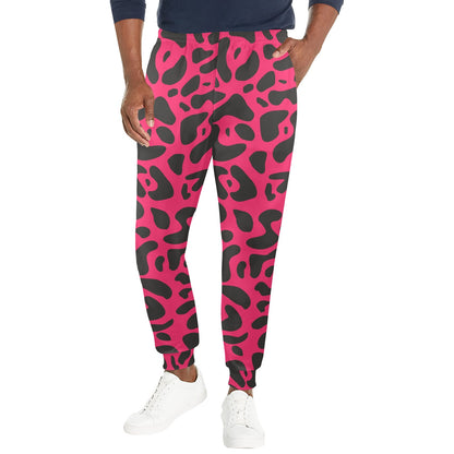 Cheetah Pink Print Pattern Men's Casual Track Pants