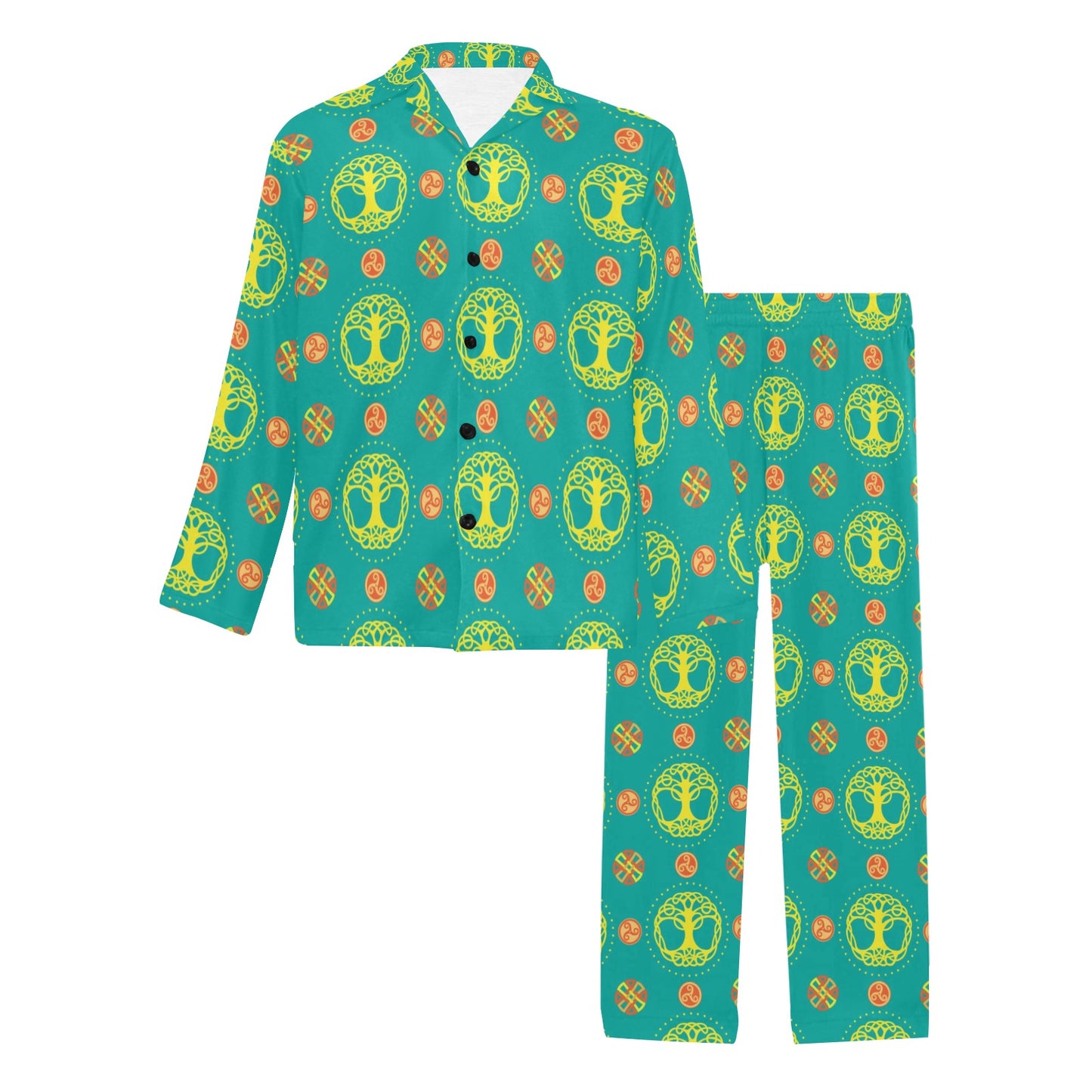 Celtic Tree of Life Print Pattern Men's Long Pajama Set
