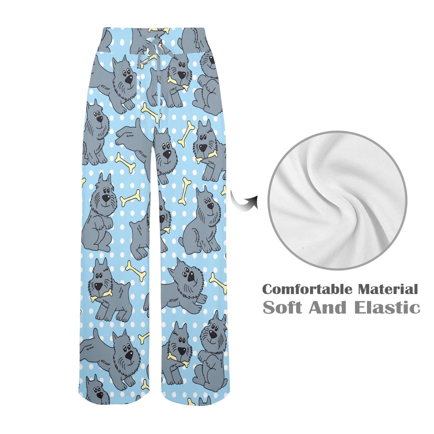 Schnauzers Pattern Print Design A02 Women's Wide Leg Lounge Pants