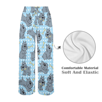 Schnauzers Pattern Print Design A02 Women's Wide Leg Lounge Pants