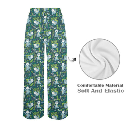 Sloth Print Design LKS304 Women's Wide Leg Lounge Pants