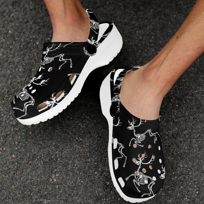 Deer Skeleton Print Pattern Unisex Clogs Shoes