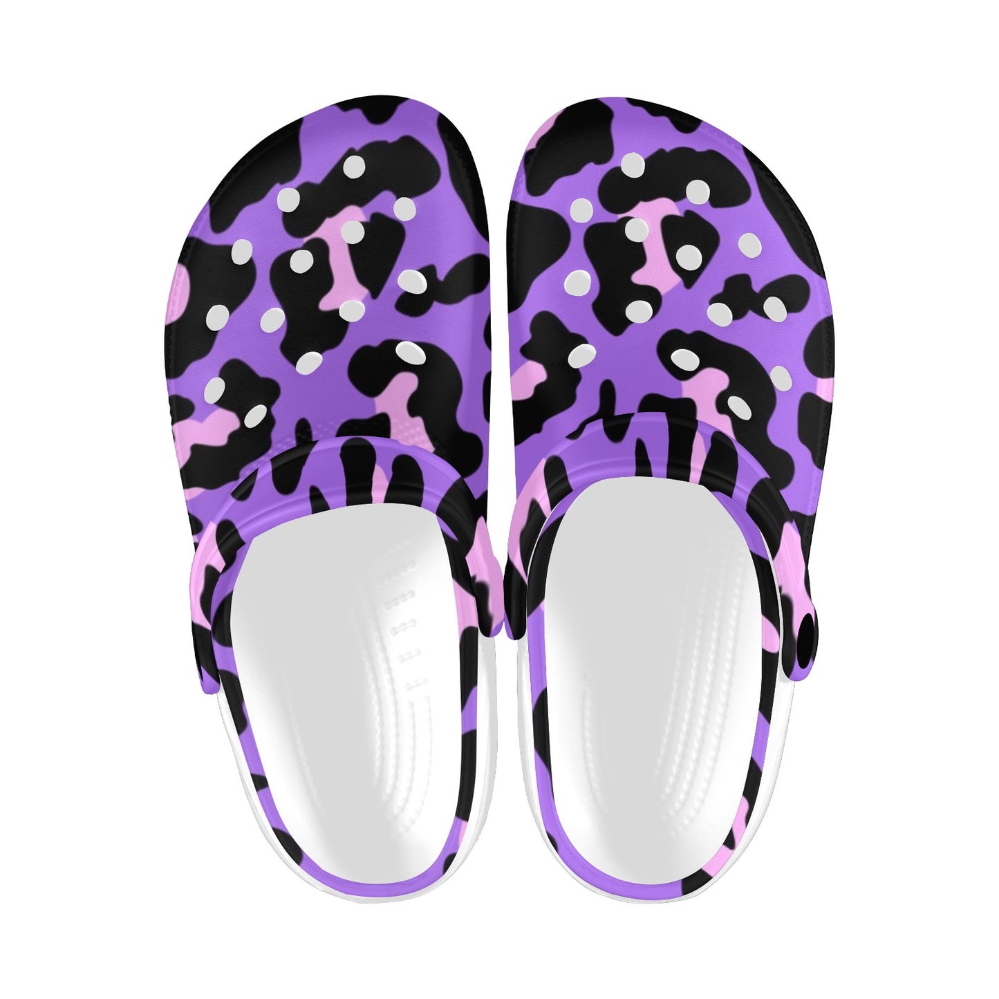 Cheetah Purple Neon Print Pattern Unisex Clogs Shoes