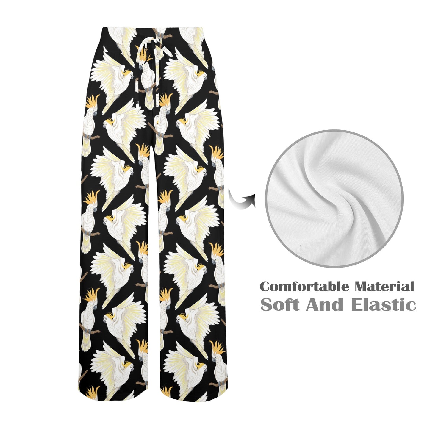 Cockatoo Print Design LKS402 Women's Wide Leg Lounge Pants