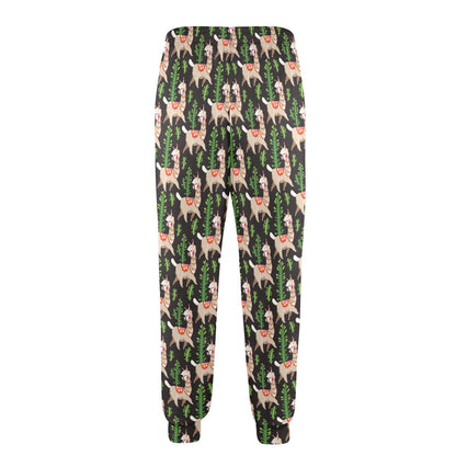 Alpaca Cactus Design Themed Print Men's Casual Track Pants