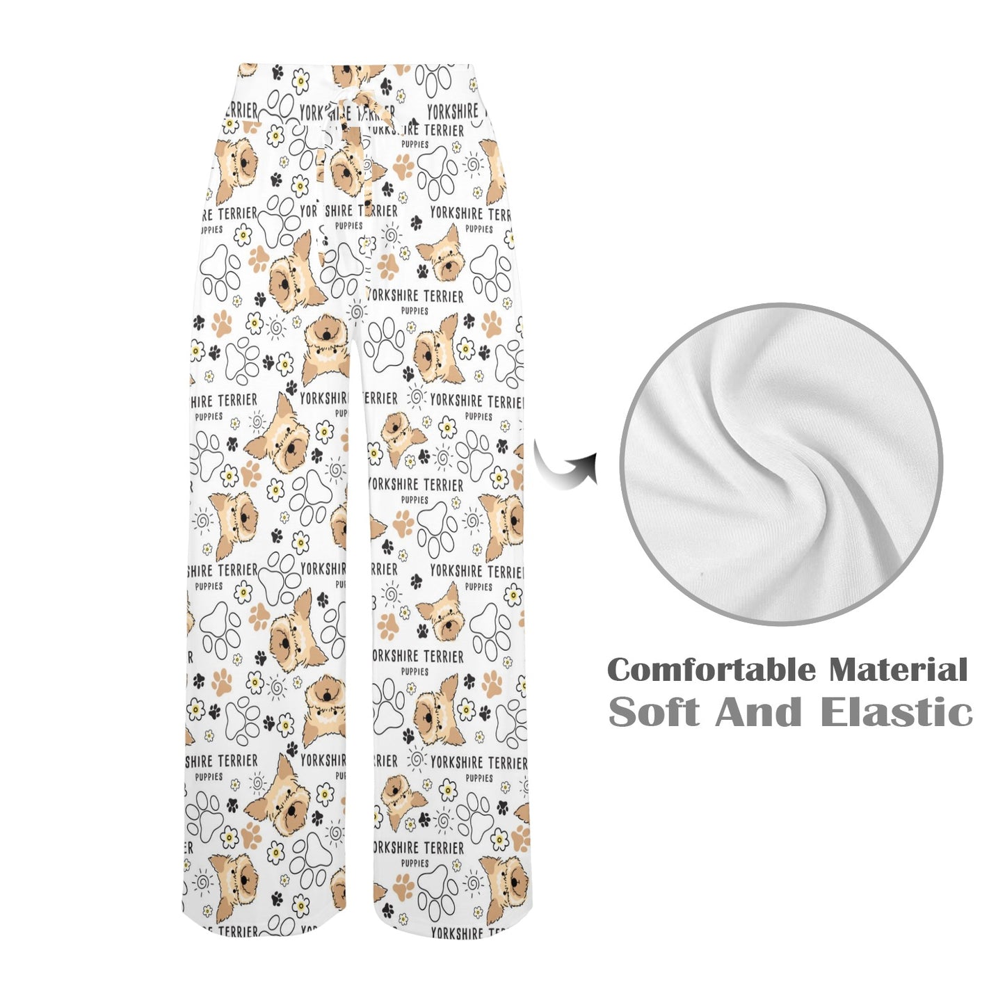 Yorkshire Terriers Print Design LKS308 Women's Wide Leg Lounge Pants