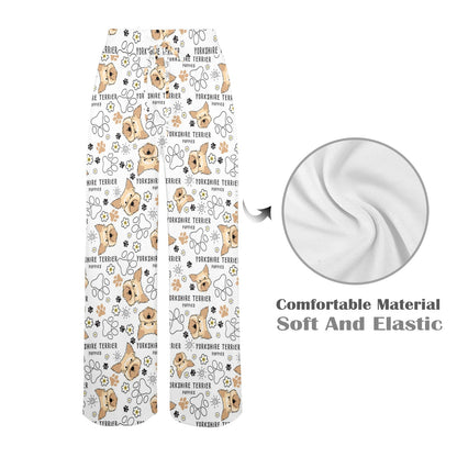 Yorkshire Terriers Print Design LKS308 Women's Wide Leg Lounge Pants
