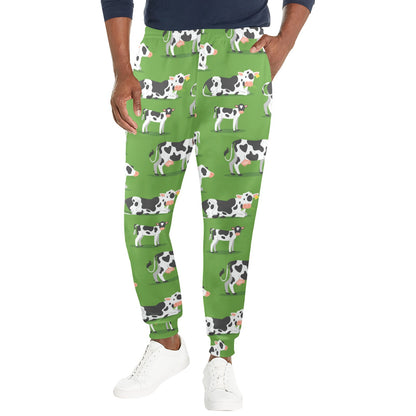 Cow Happy Print Pattern Men's Casual Track Pants