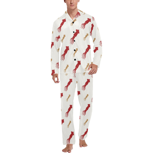 Giant Squid Pattern Print Design 01 Men's Long Pajama Set