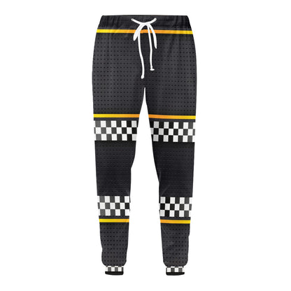 Checkered Flag Yellow Line Style Men's Sweatpants