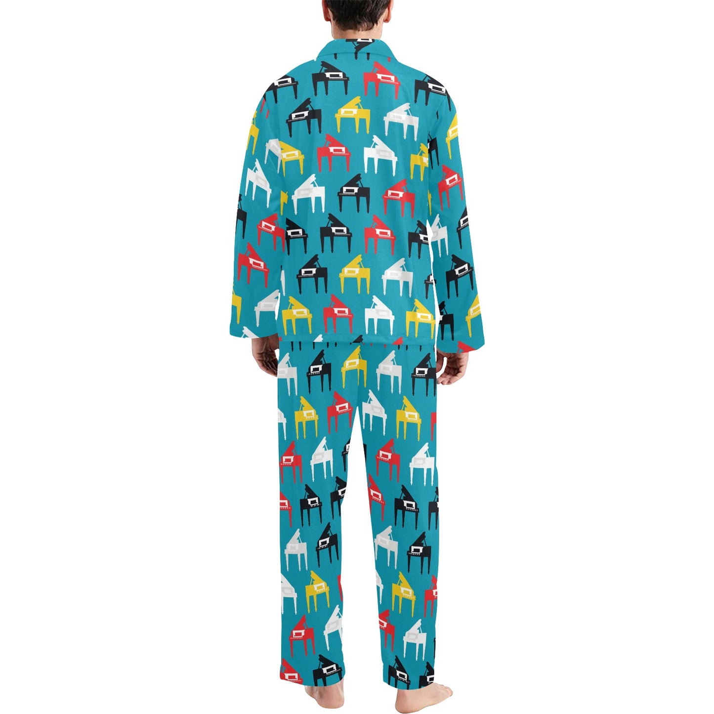 Piano Print Design LKS403 Men's Long Pajama Set
