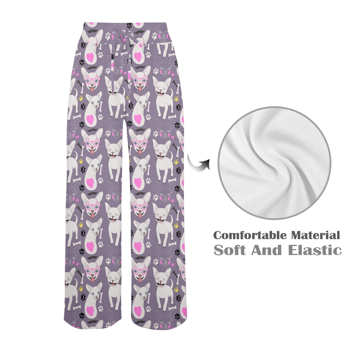 Chihuahua Happy Pattern Women's Wide Leg Lounge Pants