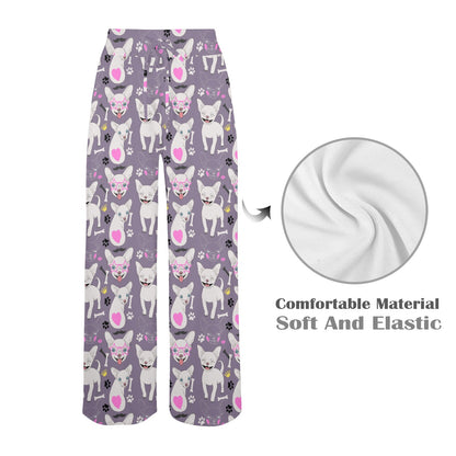 Chihuahua Happy Pattern Women's Wide Leg Lounge Pants