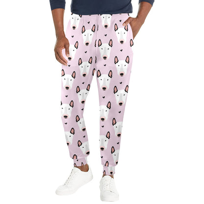 Bull Terrier Pink Print Pattern Men's Casual Track Pants