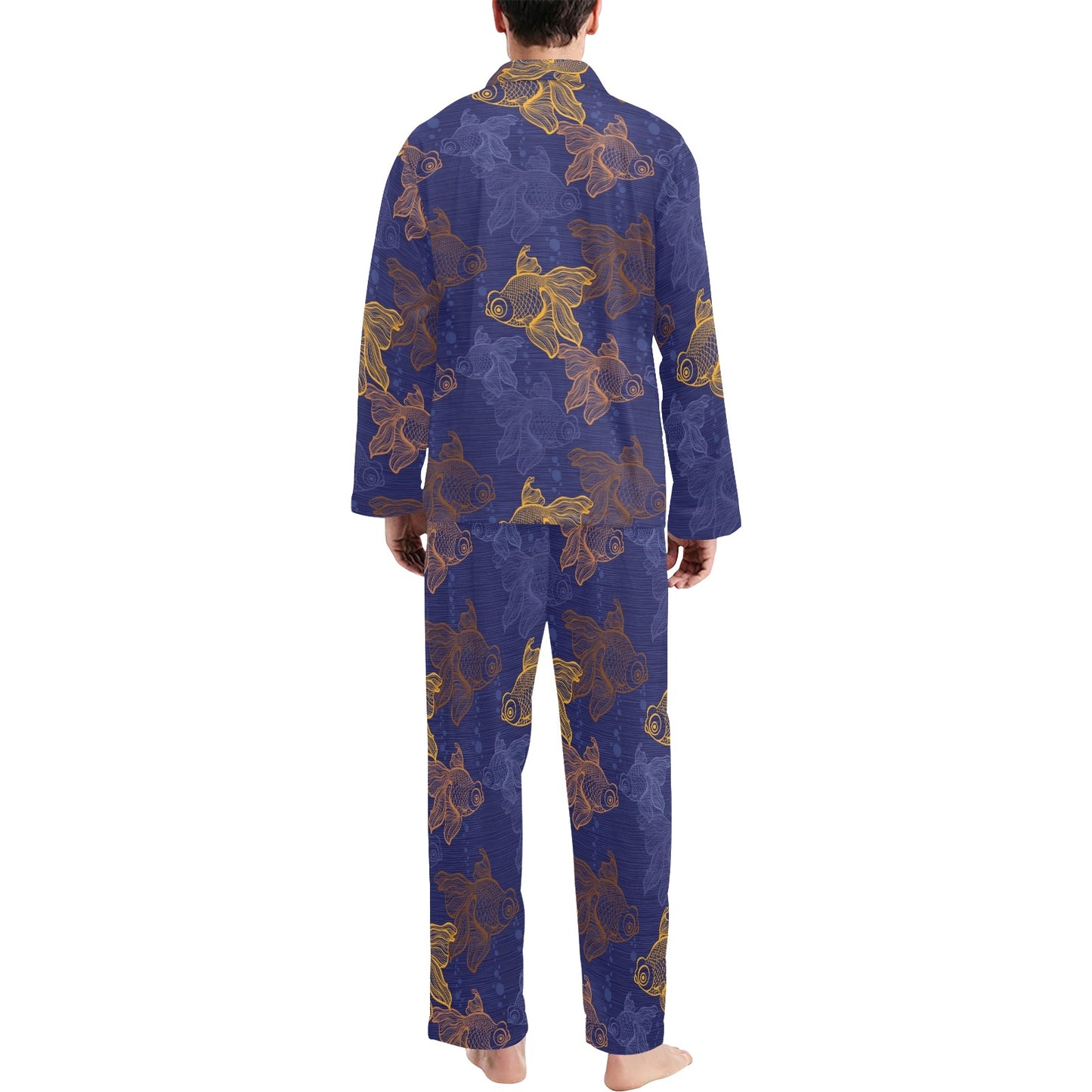 Goldfish Pattern Print Design 01 Men's Long Pajama Set