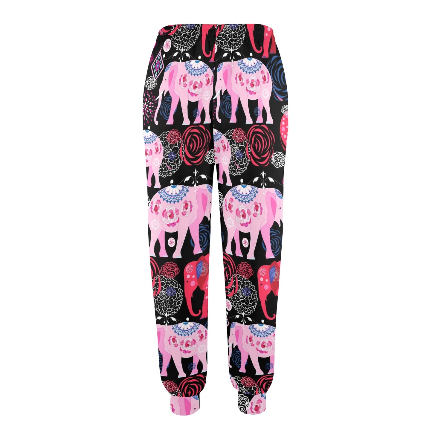 Pink Elephant Pattern Women's Casual Track Pants